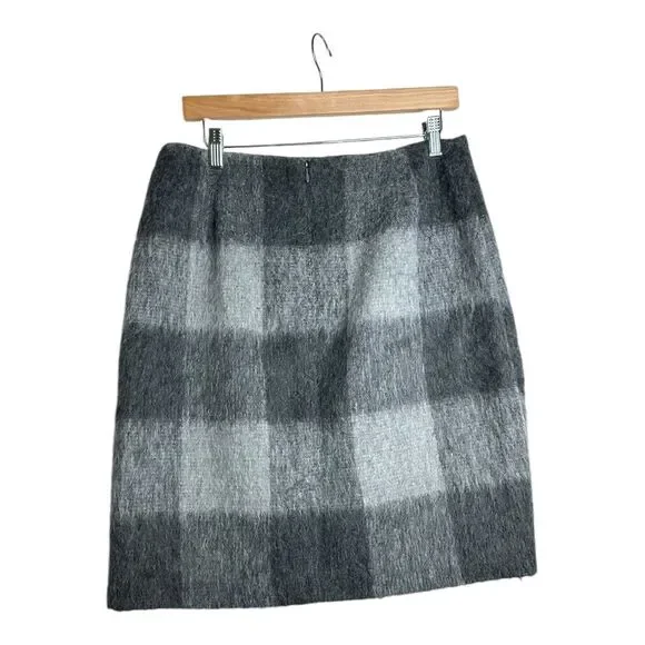 Talbots Wool/Alpaca Blend Plaid Skirt size 12 Black/Grey - Picture 4 of 6